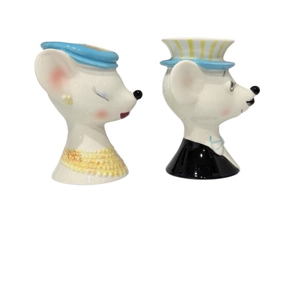 2 Vintage Mid Century Modern Anthropomorphic Mouse Head Vases - Picture 11 of 15